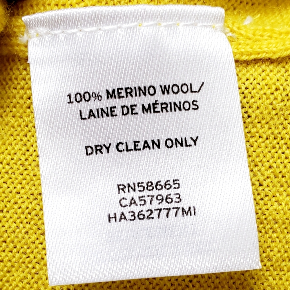 Halogen Mustard Yellow 100% Merino Wool V-Neck Cardigan Lightweight Size M - Picture 6 of 7